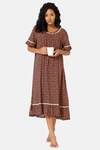 Naiduhall Cotton Mid Length Nightdress - Navy Blue — thumbnail 5